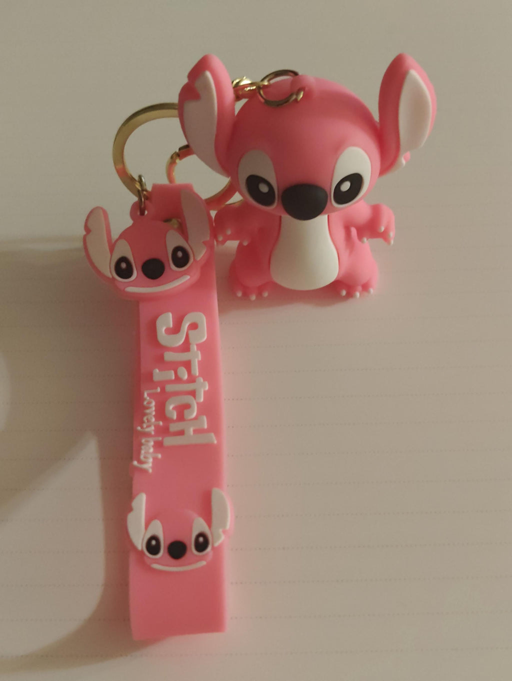 Pink Angel character keychain from the Disney movie Lilo & Stitch Disney Keychain Keyring Pendant Bag Pom