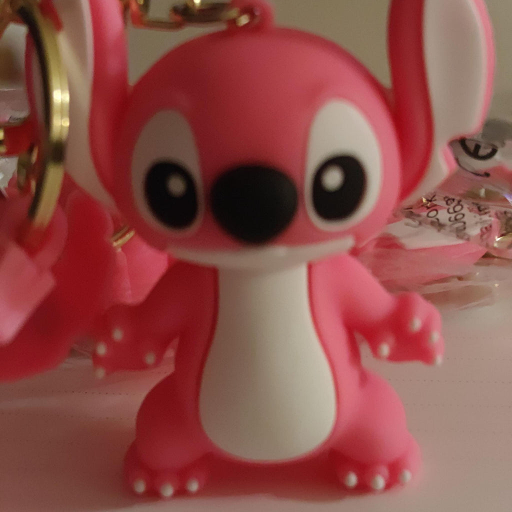 Pink Angel character keychain from the Disney movie Lilo & Stitch Disney Keychain Keyring Pendant Bag Pom