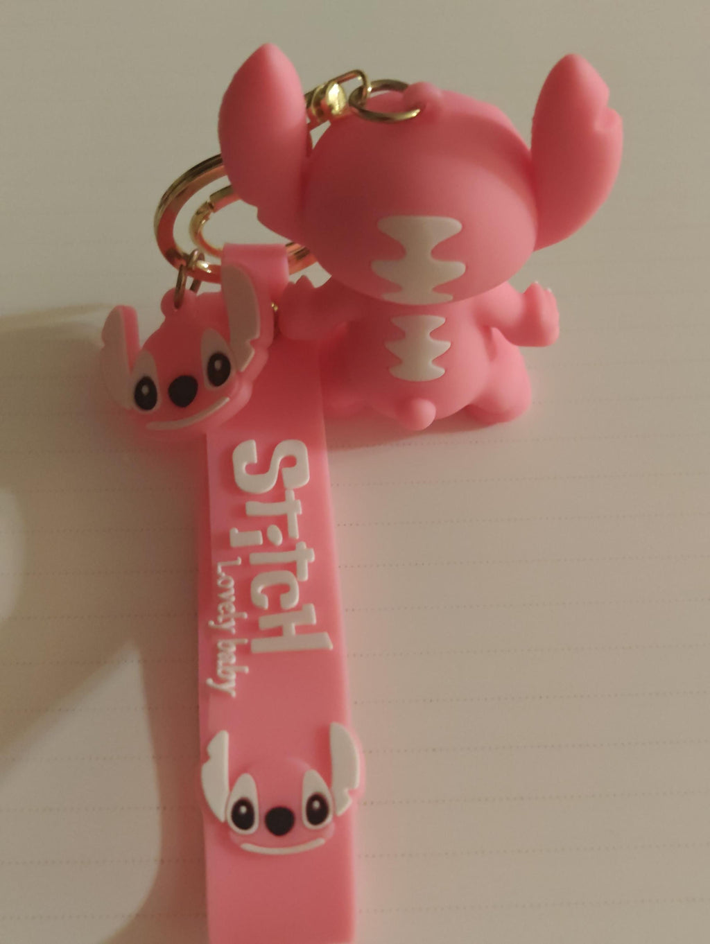 Pink Angel character keychain from the Disney movie Lilo & Stitch Disney Keychain Keyring Pendant Bag Pom